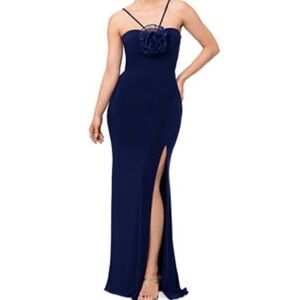 Midnight Blue Dress with Ruffle Accent